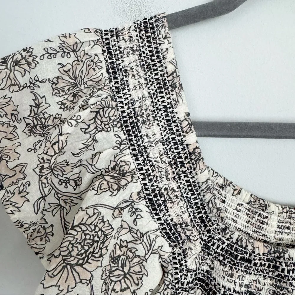 FREE PEOPLE | Bonita Floral Print MIidi Dress Black Cream Women’s Size Small